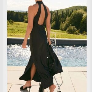 Dynamite Maxi Open Back Satin Halter Dress